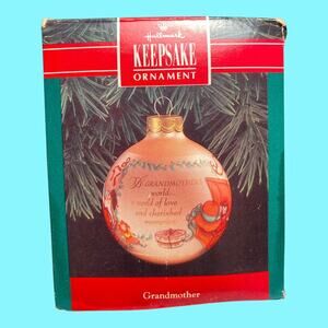 Vtg 1992 Grandmother Christmas Glass Ball Hallmark Christmas Ornament